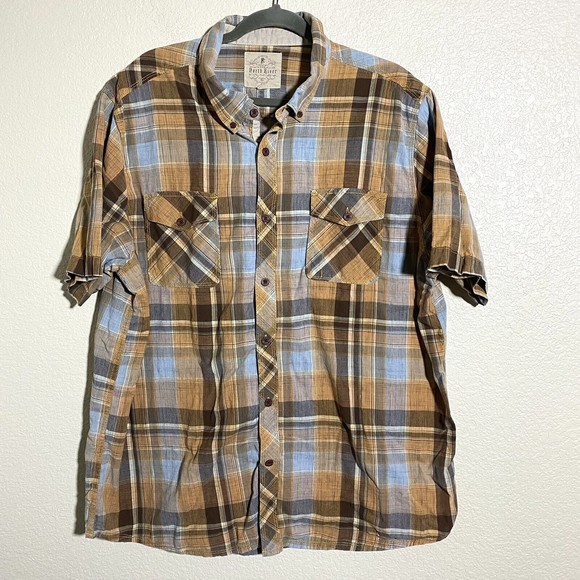 North River Other - North River Mens Shirt Size XXL Plaid Short Sleeve Button Front Brown